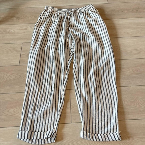 Old Navy Striped Linen Blend Pants Drawstring Waist Casual Comfy XL Summer Beach - Picture 1 of 8